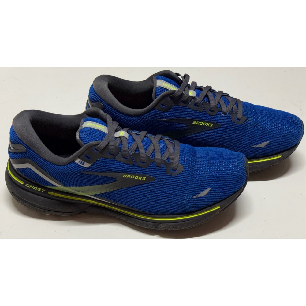 Brooks Men's Blue and Gray Running Shoes with Neon Accents